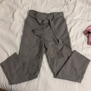 Nicole Miller Black and White Houndstooth Pants with Paperbag Waist